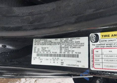 2011 Ford Fiesta Se из США, поврежденный, VIN 3FADP4EJ1BM134205